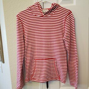 Jones New York Sport red and white striped hooded t-shirt. 100% Cotton